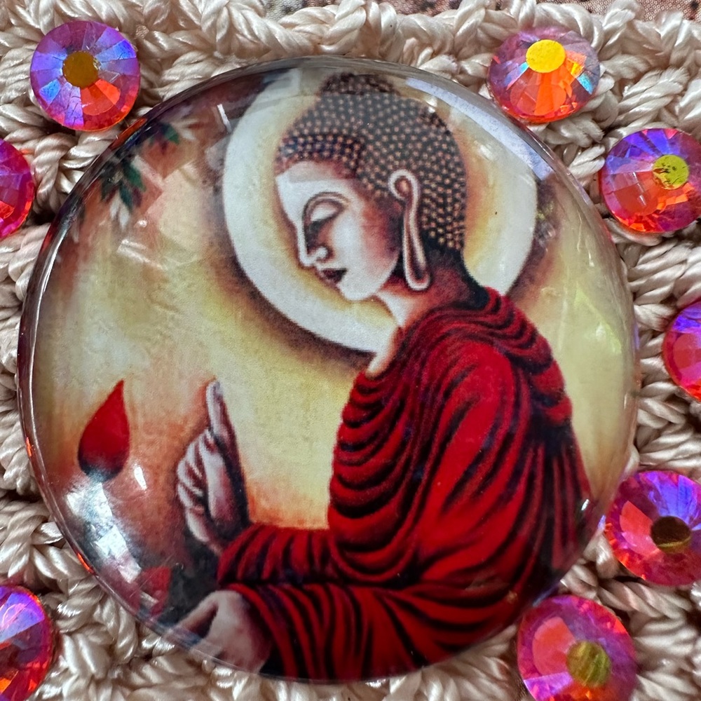 Hand Knits 2 Love Bracelet Meditation Buddha Glass Cabochon Beads Designer Hip